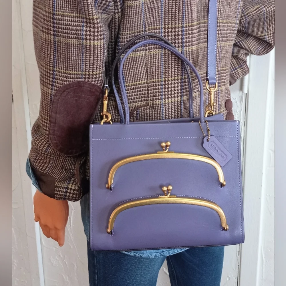 Coach Cashin Carry Tote 22, Double Kisslock, Purple - Picture 8 of 15